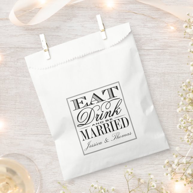 Essen, trinken & Verheiratet sein Moderne Schwarz/ Geschenktütchen (Ausgeschnitten)