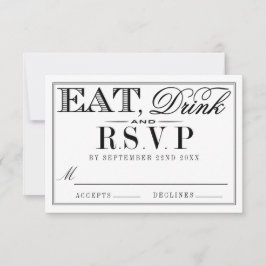 Essen, trinken & Verheiratet sein Moderne Schwarz/ RSVP Karte