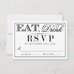 Essen, trinken & Verheiratet sein Moderne Schwarz/ RSVP Karte