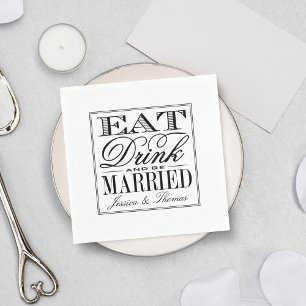 Essen, trinken & Verheiratet sein Moderne Schwarz/ Serviette