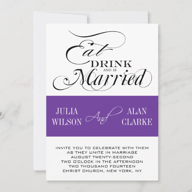 Essen, Trinken, Verheiratete Hochzeitseinladungen  Einladung (Vorderseite)