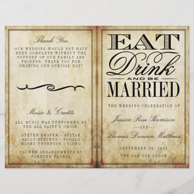 Essen, trinken & Verheiratete Vintage Hochzeit (Vorderseite)