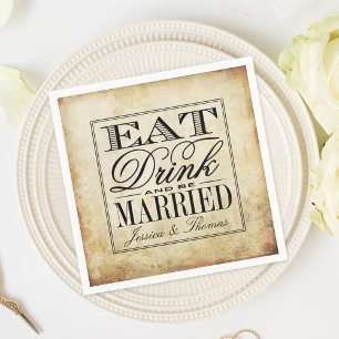 Essen, trinken & Verheiratete Vintage Hochzeit Serviette