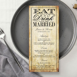 Essen, trinken & Verheiratete Vintage Hochzeitsmen Menükarte
