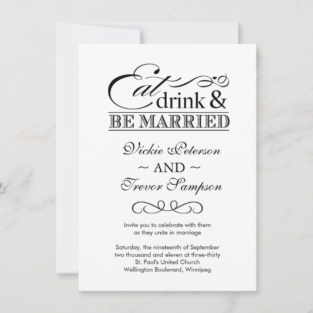 Essen und Verheiratete Hochzeitseinladungen Einladung (Vorderseite)