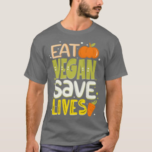 Essen Vegan Rette Lebt Niedlich Veganismus Proud V T-Shirt