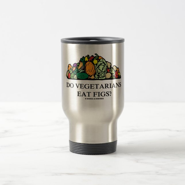 Essen Vegetarier Feigen? (Stapel des Gemüses) Reisebecher (Mittel)