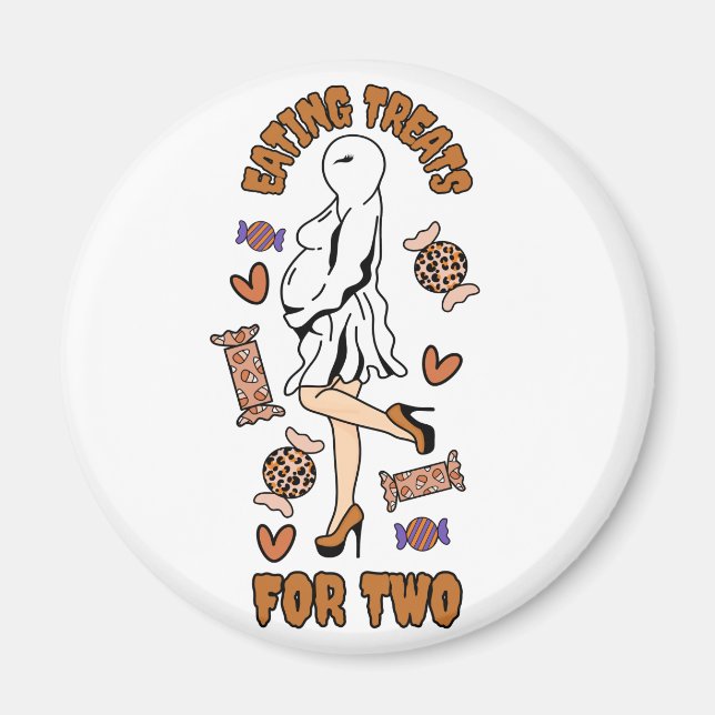 "Essen von Leckereien für zwei" Schwangere Hallowe Magnet (Vorne)