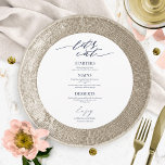 Essen wir eine Round Wedding Menu Card für Plate Menükarte<br><div class="desc">Eine schicke Kalligraphy Wedding Menu Card. I do offer a free customisation service,  if you have any anfragen or special requests,  please feel free to contact me.</div>
