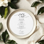 Essen wir eine Round Wedding Menu Card für Plate Menükarte<br><div class="desc">Eine schicke Kalligraphy Wedding Menu Card. I do offer a free customisation service,  if you have any anfragen or special requests,  please feel free to contact me.</div>