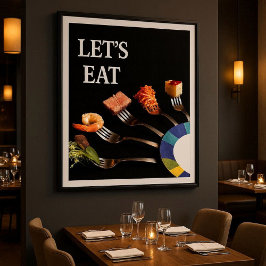 Essen wir Essen auf Forks Black Modern Poster