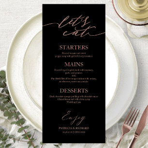 Essen wir schicke Script Wedding Menu Card für Pla Menükarte