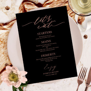 Essen wir schicke Script Wedding Menu Card für Pla Menükarte