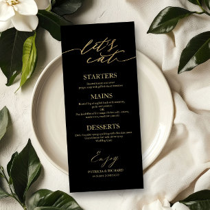 Essen wir schicke Script Wedding Menu Card für Pla Menükarte