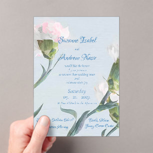 Essence rose Faire-part de mariage acrylique givré