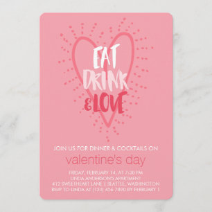 Essende Drink-Liebe Valentinstag - Party Einladung