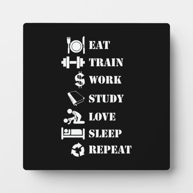 Essens Train Work Study Liebe Sleep Repeat - Alpha Fotoplatte (Vorderseite)