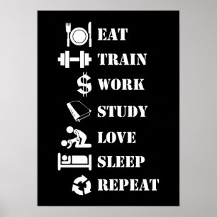 Essens Train Work Study Liebe Sleep Repeat - Alpha Poster