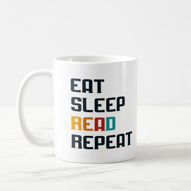 Essenschlafen lesen Wiederholkaffee Tasse für Buch (Links)