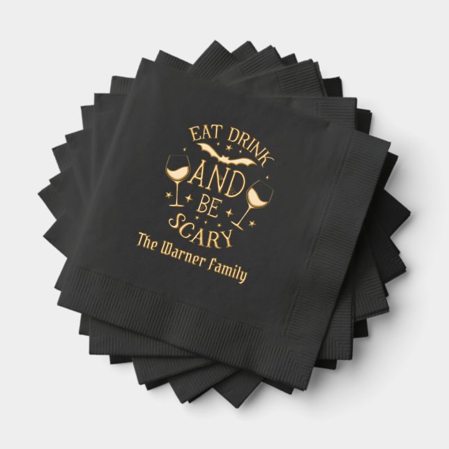 Essensgetränk Beängstigender Name Halloween Servietten Mit Folie (Insitu (Gestapelt))
