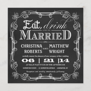 Essensgetränk ist Verheiratet Square Wedding Einla Einladung