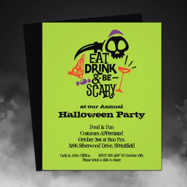 Essensgetränke und Beängstigendes Halloween Flyer (Printed on affordable THIN 80 lb flyer paper - heavier paper available in our collection.)