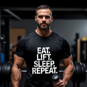Essensleben Schlaf Wiederholung Motivierend T-Shirt