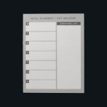 Essensplaner Notepad | Grau Notizblock<br><div class="desc">Personalisieren Sie dieses Notizblock mit Ihrem Präferenztitel,  um einen individuellen wöchentlichen Essenplaner oder Projektplaner zu erstellen. Das graue Design zeichnet sich durch ein modernes und einfaches Design aus,  das viel Platz zum Schreiben bietet. Die Räumlichkeiten für jeden Wochentag ermöglichen es Ihnen,  Ihre Mahlzeiten und Ihre wöchentliche Einkaufsliste zu planen.</div>