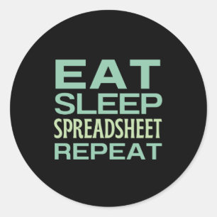 Essensschlafspreadsheet Wiederholung der klassisch Runder Aufkleber