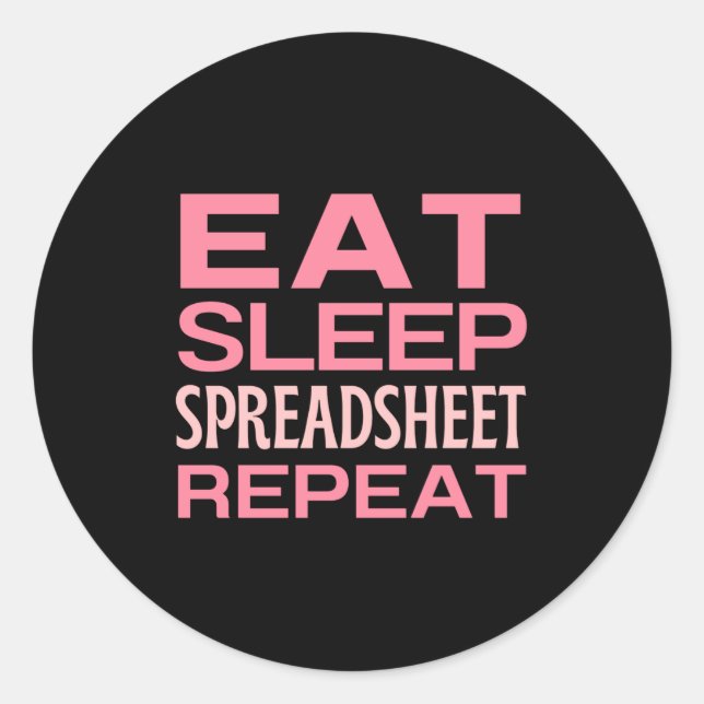 Essensschlafspreadsheet Wiederholung der klassisch Runder Aufkleber (Vorderseite)