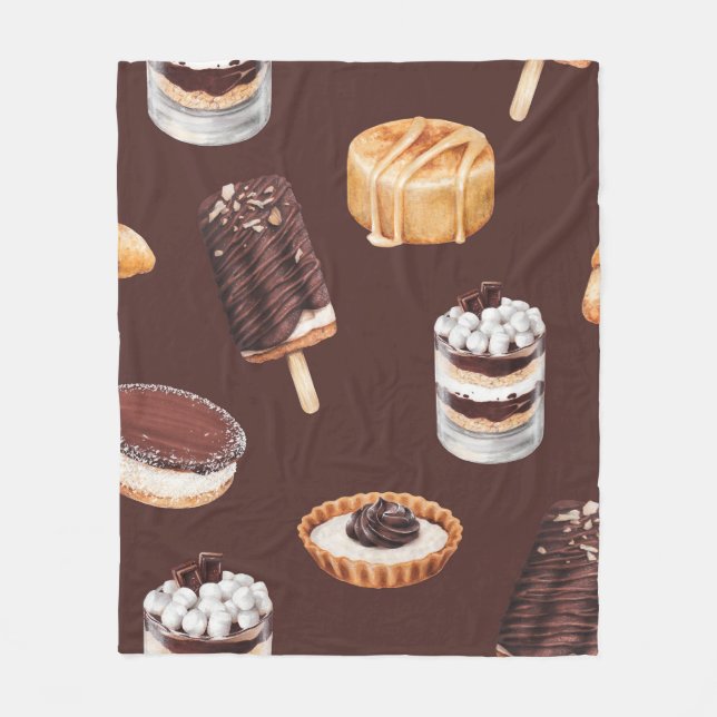 Essensskizze köstliche schöne Desserts und Pastete Fleecedecke (Vorderseite)