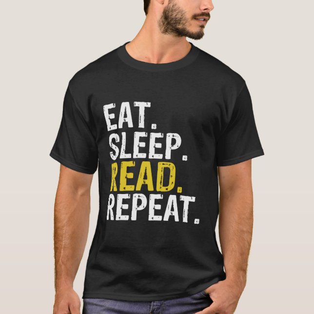 Essenssleep Lesen Sie die Hoodie zum Lesen von Büc T-Shirt (Vorderseite)