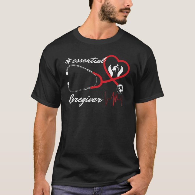 Essential Caregiver Heartbeat Frontliner Job T-Shirt (Vorderseite)