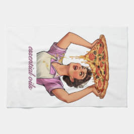 Essential Oils Funny Pizza Illustration | Girly Geschirrtuch