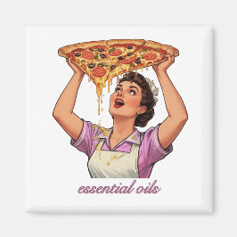 Essential Oils Funny Pizza Illustration | Girly Magnet
