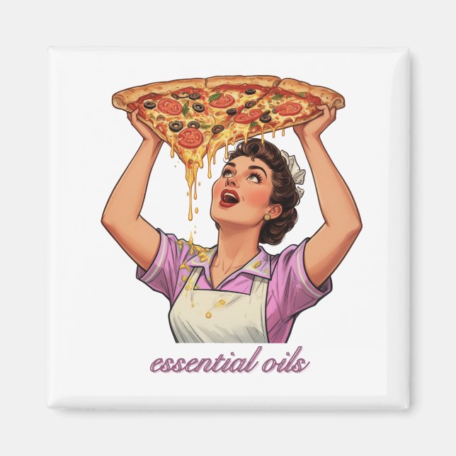 Essential Oils Funny Pizza Illustration | Girly Magnet (Vorne)