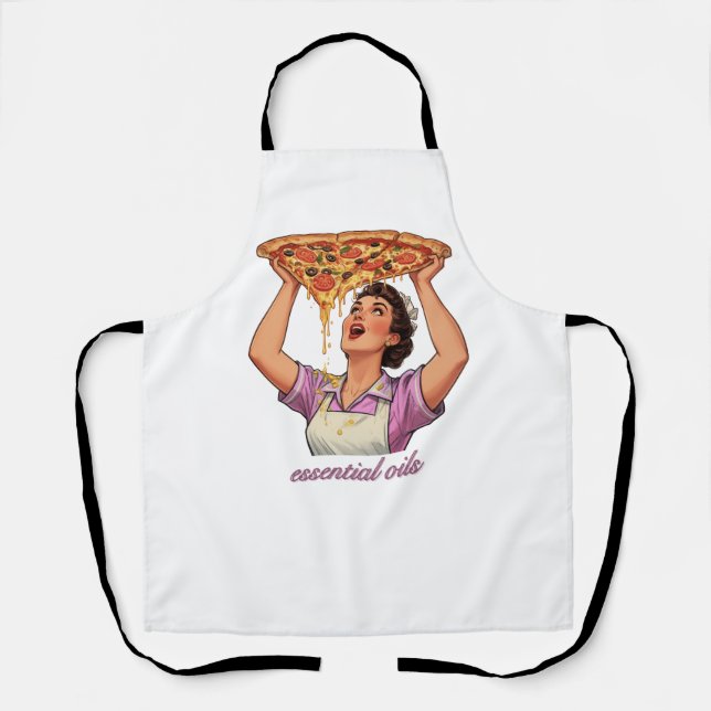 Essential Oils Funny Pizza Illustration | Girly Schürze (Vorderseite)