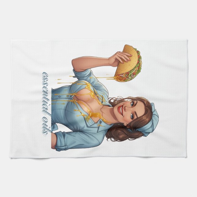 Essential Oils Funny Taco Illustration | Girly Geschirrtuch (Horizontal)