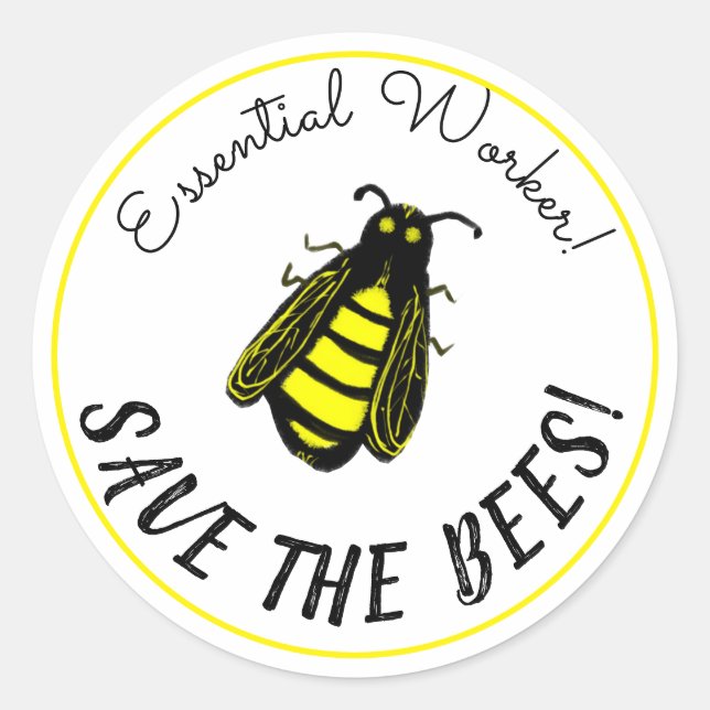 Essential Worker Rette die Bienenart Niedlich Runder Aufkleber (Vorderseite)