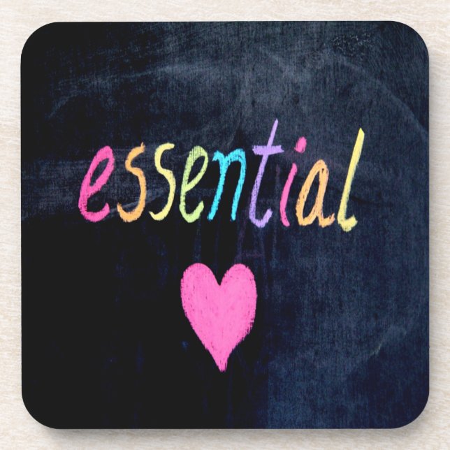 Essential Worker Support Heft on Chalk Board Getränkeuntersetzer (Vorderseite)