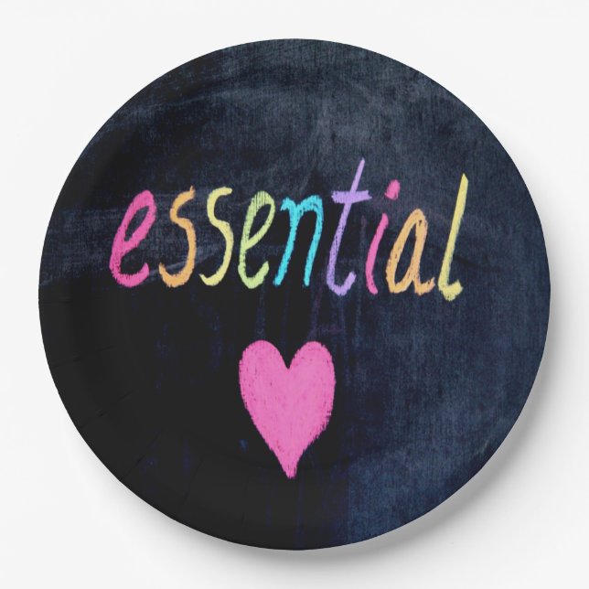 Essential Worker Support Heft on Chalk Board Pappteller (Vorderseite)
