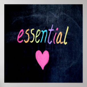 Essential Worker Support Heft on Chalk Board Poster
