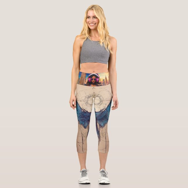 Essenz des einfachen Zeichnend, Flüge als Inspirat Capri Leggings (Vorderseite)