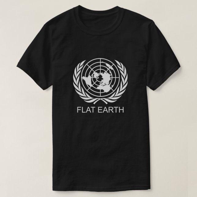 Essenzielle Logos für das Flat Earth UN T-Shirt (Design vorne)