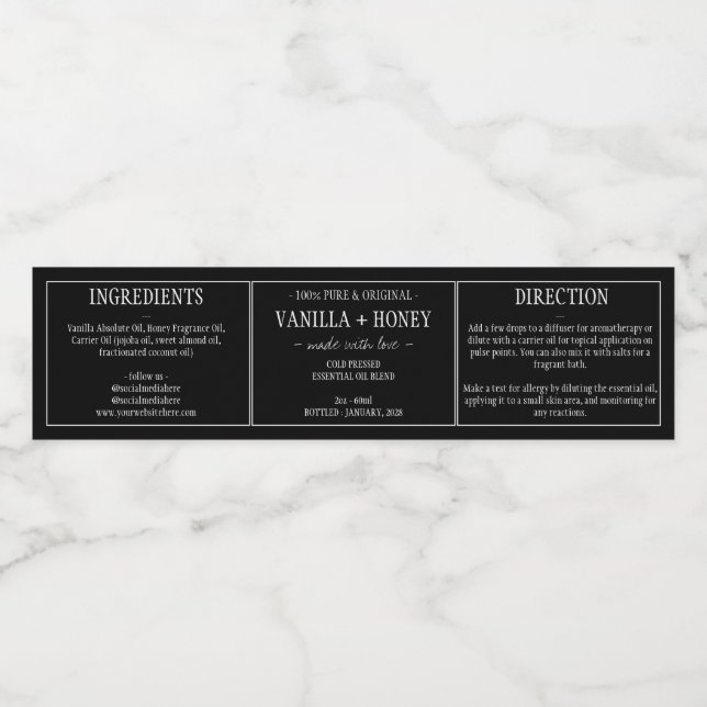 Essenzielle Ölbezeichnung (Einzelnes Label)