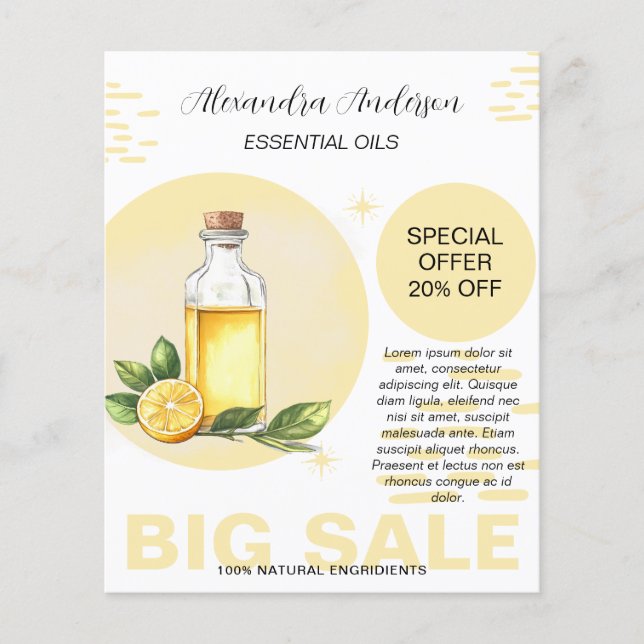 Essenzielle Öle des Botanischen Lemons Wasserfarbe Flyer (Vorne)