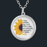 Essenzieller Mitarbeiter im Bereich "Harnblütenleh Versilberte Kette<br><div class="desc">Dieses moderne Design beschreibt die Definition von Pflegequalitäten mit einer gelben Sonnenblume #nurse #giftsfornurses #essentialworker #jewlry #necklaces #accessories</div>