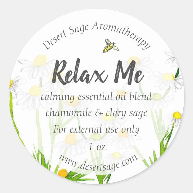 Essenzielles Öl Aromatherapie Kamille nach Maß Runder Aufkleber (Vorderseite)