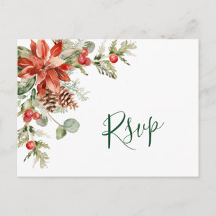 ESSENZWAHL Elegante rote Poinsettien-Hochzeits-RSV Postkarte