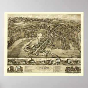 Essex, CT Panoramic Karte - 1881 Poster